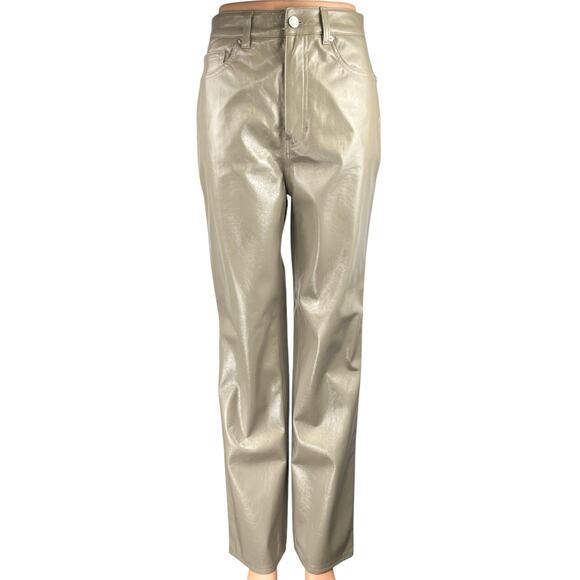 NEW Pacsun 90's Boyfriend Gray Faux Leather High Rise Straight Trousers Pants 26 - Picture 1 of 8